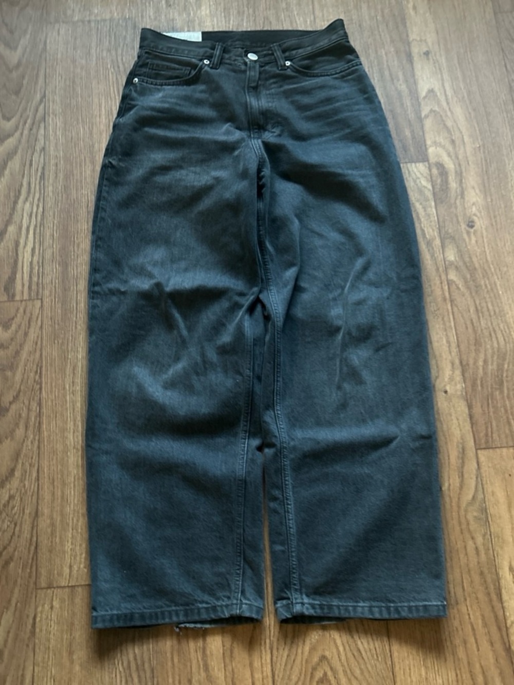 H&M Charcoal Wide-Leg Midi Denim Skirt